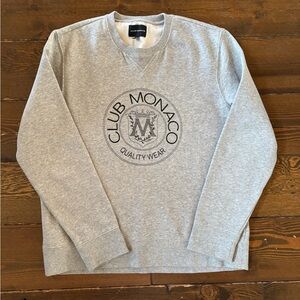 Club Monaco Light Gray Crewneck Sweater with Circular Logo